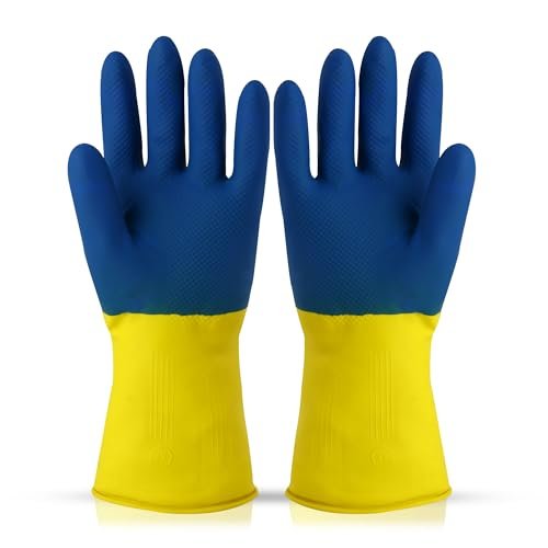 Robustt Heavy Duty Rubber Hand gloves – 1 Pair (Free Size, Multicolor) for Dishwashing, gardening, kitchen cleaning