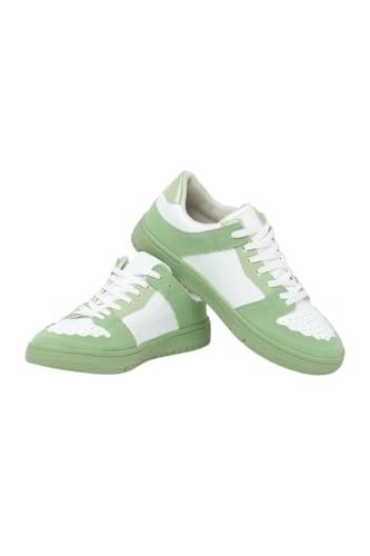 SNITCH Men’s Sneakers | Minimalist Design with Perforated Detailing | Premium Synthetic Leather, EVA Insole, TPR Outsole | Casual Wear & Semi-Formal Events | Green 45