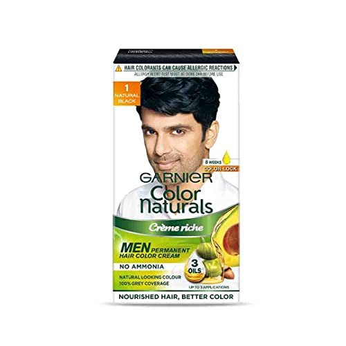 Garnier, Hair Colouring Creme, Long-lasting Colour, Smoothness & Shine, Color Naturals Men, Shade: 1 Natural Black, 30ml + 30g