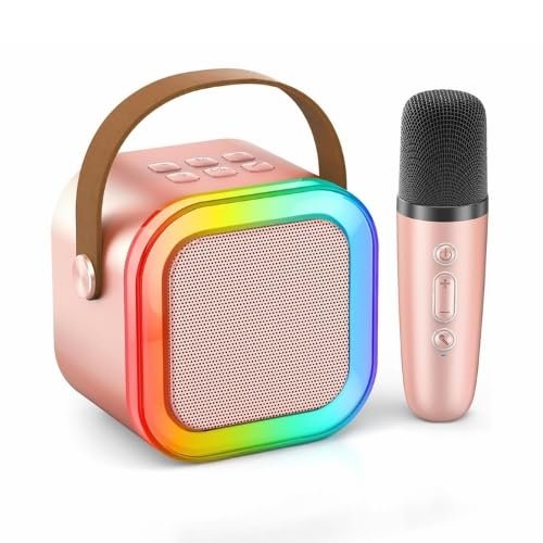 TinyHugs Mini Bluetooth Karaoke Machine – Portable Speaker with Microphone & LED Lights, Kids and Baby Music Singing Toy for Boys & Girls