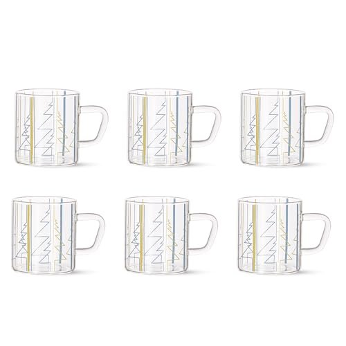 Borosil Vision Tea n Coffee Classic Mug Set of 6 Pcs 190 ml | Borosillicate Glass, Microwave Safe, Scratch Resistance, Lightweight | for Chai, Green Tea, Milk (Sintra)