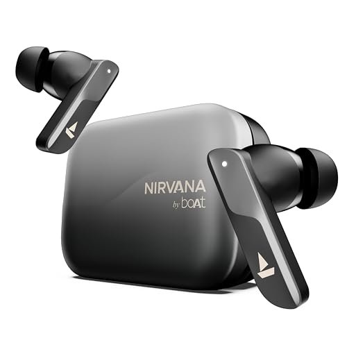 Boat Nirvana X TWS,Knowles Dual Drivers, Hi-Res Audio LDAC, App Support,4Mic ENx,Dual Pair,Spatial Audio,Fast Charge, Bluetooth Earbuds, TWS Ear Buds Wireless Earphones with mic (Cosmic Onyx)