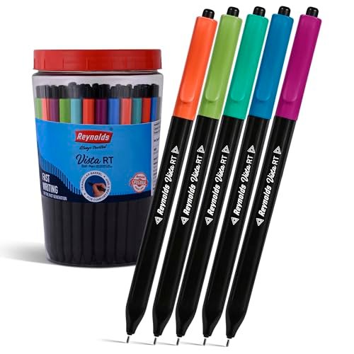 Reynolds VISTA 70 PENS BLUE | Ball Point Pen Set With Comfortable Grip | Pens For Writing | School and Office Stationery | Pens For Students | 0.7 mm Tip Size