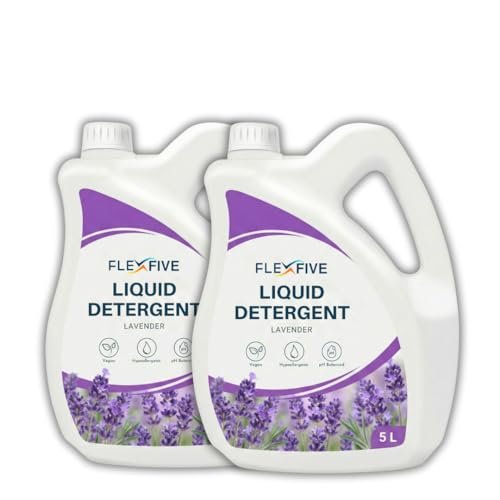 FlEXFIVE Liquid Detergent for Clothes, Deep Cleaning Fabric Wash Liquid with Strong Stain Removal, Safe for Front Load & Top Load Machines, Hand Wash, Gentle on Fabrics (2, Lavender)
