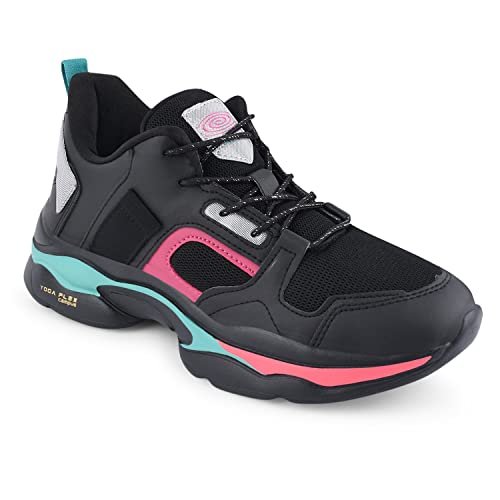 Campus Women’s Brownie Sneakers BLK/Rani – 7UK/India