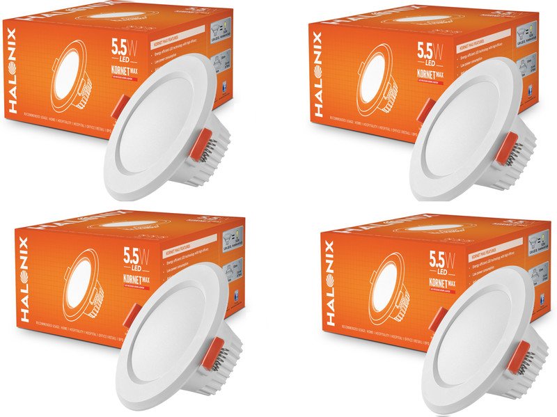 HALONIX Kornet Max 5.5W Downlighter white 75mm Cut out Pack 4 Ceiling Light Ceiling Lamp(White)