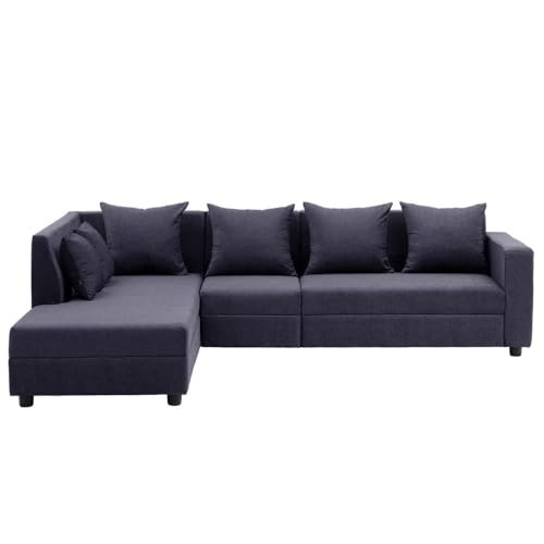Wakefit Sofa Set | 1 Year Warranty |3 Seater Sofa for Living Room, Wooden Sofa Set, 3 Seater + Left Aligned – Skiver(JIO : Purple Grey)