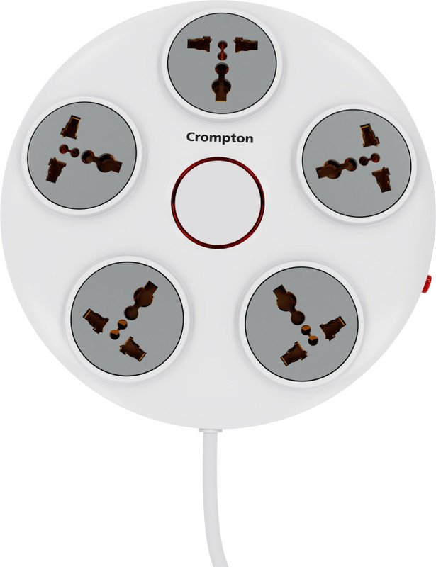 Crompton Power C 5  Socket Extension Boards(White, Grey, 2 m)