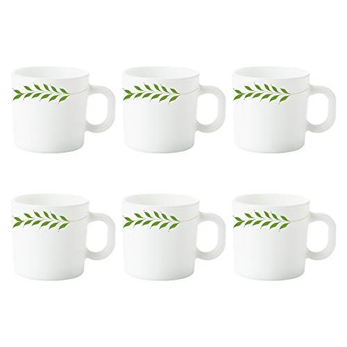 Larah by BOROSIL Botanica Opalware Mug Set (White) – 6-Pieces