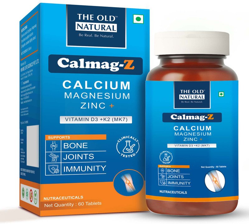 The Old Natural Calmag-Z | Calcium, Magnesium, Zinc | 16 Ayurvedic Herbs | Joint & Immunity(60 Tablets)
