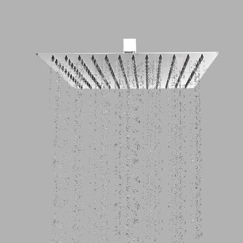 BonKaso Square Slim Rain Shower Head 6 Inch – Stainless Steel, Chrome Finish, Wall Mounted, Long-Lasting, Rust-Free, Corrosion Resistant, Relaxing Spa-Like Bath Experience | Deluge