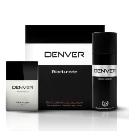 Denver Black Code Exclusive Collection Gift Set: Deo (150Ml) + Aerosol Perfume (60Ml) | Long Lasting Fresh Fragrance Gift Set for Men