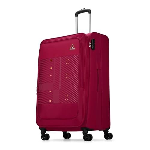 Aristocrat Duralite Large Polyester Soft Spinner Trolley Bag, 78Cm|Combination Lock|8 Wheels|3 Years International Warranty|Red