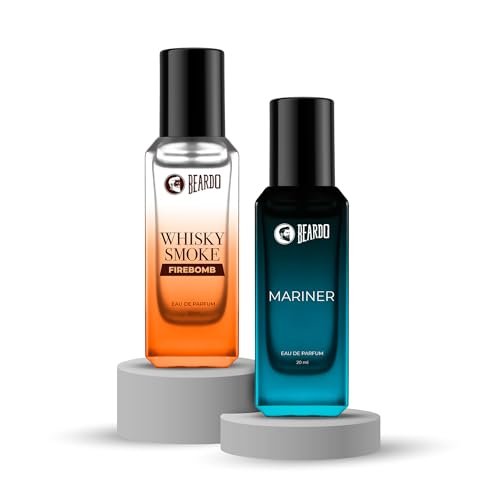Beardo AquaFlame Perfume Set- Mariner & Whisky Smoke Firebomb Perfume for Men (20ml x 2) | Long Lasting Fragrance | Long Lasting Perfume for Men | Gift for Men | Gift for Friend
