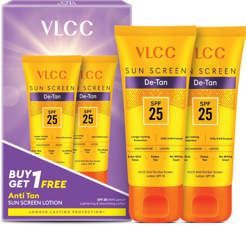 VLCC Sunscreen – SPF 25 De-Tan Sun Screen Lotion – Buy One Get One(300 ml)