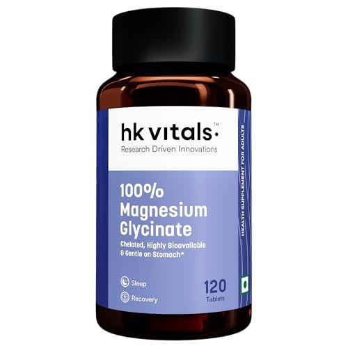 hk vitals 100% Magnesium Glycinate (1880mg) 120 Tablets | For Better Sleep Quality & Muscle Recovery