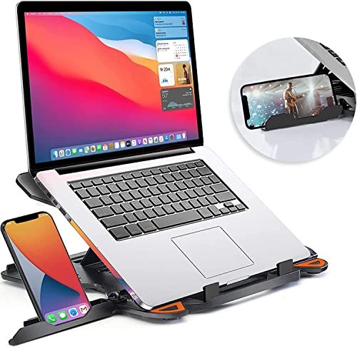 STRIFF Laptop Tabletop Stand, Adjustable Laptop Computer Stand, Multi-Angle, Portable Foldable Laptop Riser Notebook Holder Compatible for 9 to 15.6 Laptops (Black)
