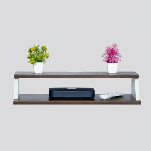 Furniture Café Engineered Wood TV Cabinet for Living Room, Set Top Box Stand & Wall Display Rack | Dining Room, Bedroom (Upto 32″ Inch) (Brown-White)