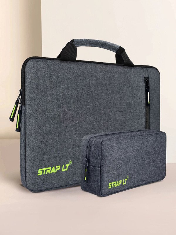 Straplt Pouch Case Cover With Handle, Waterproof Laptop Sleeve/Cover(Grey, 16 inch)
