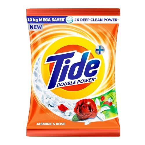 Tide Plus Detergent Washing Powder – 10kg Mega Saver Pack | Jasmine & Rose Fragrance | Removes deep-seated Oil, Gravy, Tea Stains | World’s No. 1 Detergent Brand