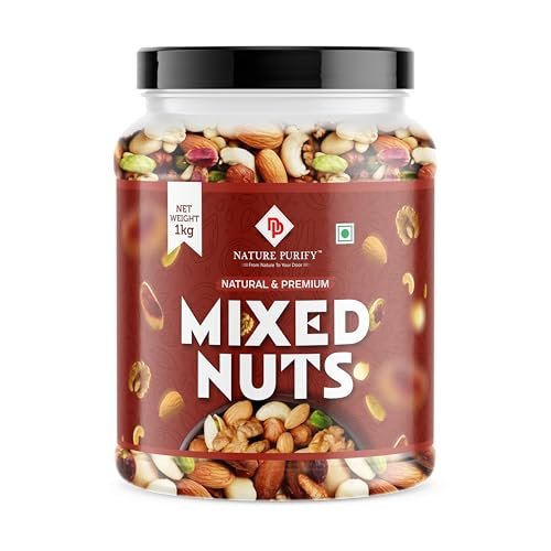 Nature Purify Mixed Dry Fruits Premium Blend 1kg | Almonds, Cashews, Kishmish, Apricots & Seeds Mix | Fresh Crunchy Nut & Fruit Combo Pack for Snacking & Gifting |
