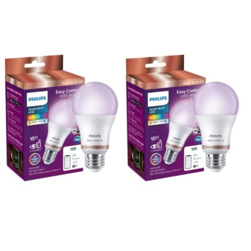 Philips WiZ 10W E27 Wi-Fi & Bluetooth LED Smart Bulb with Music Sync, Compatible with Amazon Alexa & Google Assistant, 16 Million Colours & Motion Sensing Technology | Pack of 2