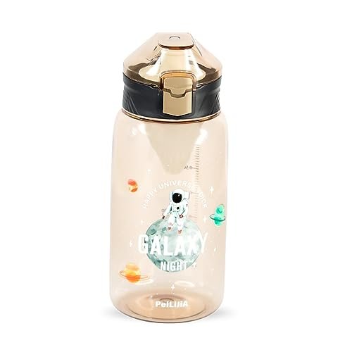 Attro Galaxy Water Bottle a Stylish and Functional 700ml Water Bottlewith Eye-Catching Print & Fruit Infuser Easy to Carry with Grip Handle Airtight,Leakproof,100% Food Grade & Durable-Peanut Brown