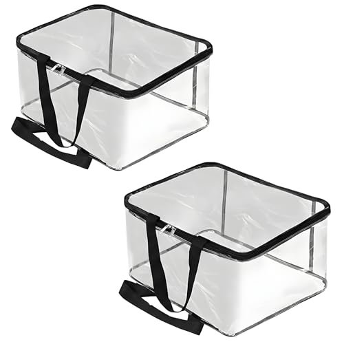 Gowloz Multi-Purpose Transparent Storage Bag | Wardrobe Organizer for Clothes, Sarees & Blankets (Pack of 2)