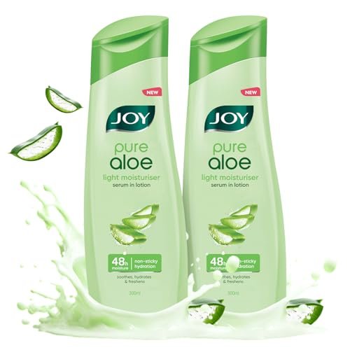 Joy Pure Aloe Light Moisturising Body Lotion 300ml x 2 | 48 Hour Moisture | Soothes, Hydrates & Freshens | Ideal for Summers | For All Skin Types | Lightweight, Non Sticky & Non Greasy