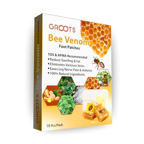 GROOTS Bee Venom foot patch Detox Foot patches Pain Relief Detox patch Cleansing Toxin Remover Foot Pads Detoxify Stress Relief Sleep Patch for Detoxification For Men And Women (1 BOXES = 10 Patches) (Pack Of 1)