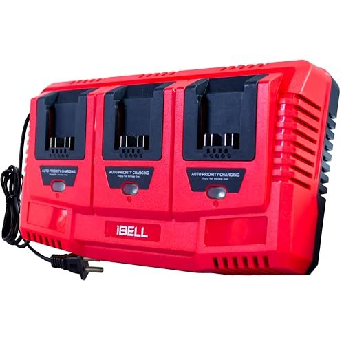 iBELL One Power Series Li-Ion Tri Charger |3 Slot 21V Battery Charger with USB Port| 65W Fast Charging | 3A Output | AC 100-240V~ 50/60Hz Input | Priority Sequential Charging.