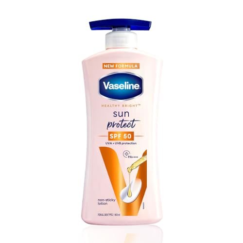 VASELINE Sun Protect SPF 50 PA++++ Lotion, 400ml, for Skin Protection from Harsh Sun, with Niacinamide, Vitamin C & E, Reduces Tan Lines, Non-Sticky and Lightweight, for Men & Women