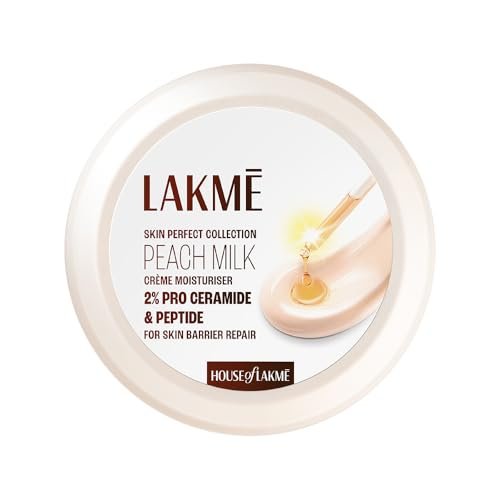 Lakmé Peach Milk Creme Moisturizer with 2% Pro-Ceramide & Peptides | Repairs Damaged Skin Barrier & Gives Intense Hydration | For Dry, Normal & Sensitive 200g