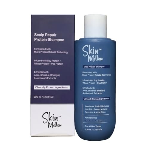 Skin Mellow Protein Shampoo 220 ml | Scalp Repair Formula | Helps Reduce Dandruff & Itchiness | Smooth & Strong Hair | For Men & Women