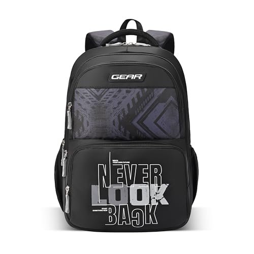 Gear Vagabond 19″/24L Large Water Resistant School Bag/Casual Backpack/Daypack/Laptop Bag for Boys/Girls (Black – Black)