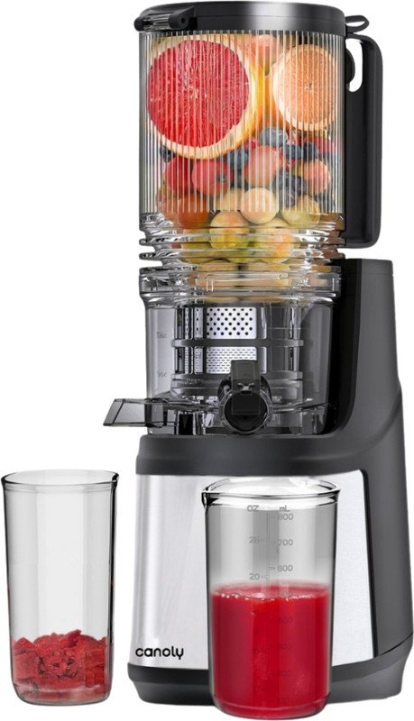 Canoly Cold Press Slow Juicer, Slow Masticating Juicer Machine, Easy to Clean 350 W Juicer(CNLY-CPJ-JE37B-NEW | 2 Jars | Light Silver)