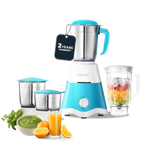 Cadlec MixSphere 4 Jar 750 Watt Mixer Grinder | Intelligent High-Power Motor | Juicer, Blender & Mixer | Advanced Safety Features | Multi-Function for Juicing & Blending | 2-Year Warranty
