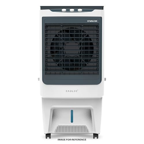 Cadlec StormAir 100L Desert Air Cooler, High Speed Fan with Powerful Air Throw, Inverter Compatible, Anti-Bacteria Honeycomb Pad, Ice Chamber with Glass Top, 3 Year Warranty | White