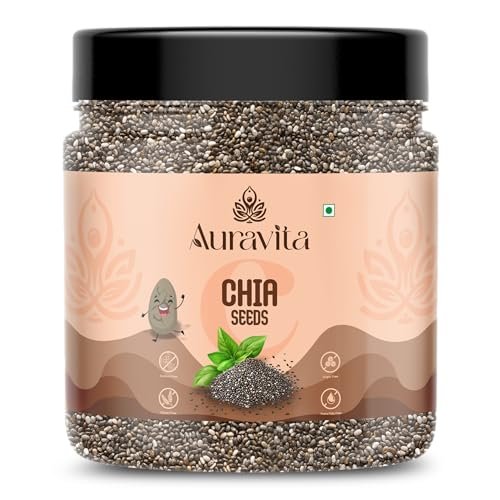 Auravita Premium Chia Seeds 250 Gram | Rich in Calcium, Protein & Fibre | 100% Clean Chia Seeds for Eating | Antioxidant Rich Superfood for Smoothies, Salads & Baking