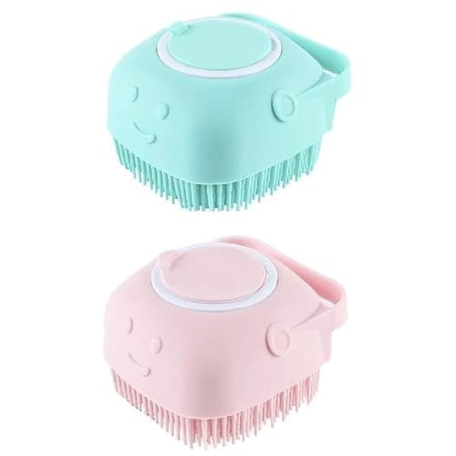 KIRVED Pack Of 2 Silicone Exfoliating Brushes,Body Scrubber with Soap Dispenser Brush,Bath Loofah for Babies,Soft Body Exfoliator,Non-Toxic Bath Brushes