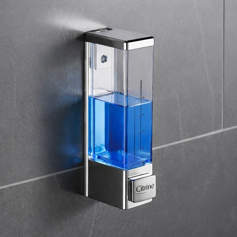 Citrine ABS Wall Mounted Handwash Dispensers for Bathroom Kitchen 350 ml 350 ml Liquid, Conditioner, Gel, Shampoo, Soap, Foam Dispenser(Clear, Silver)