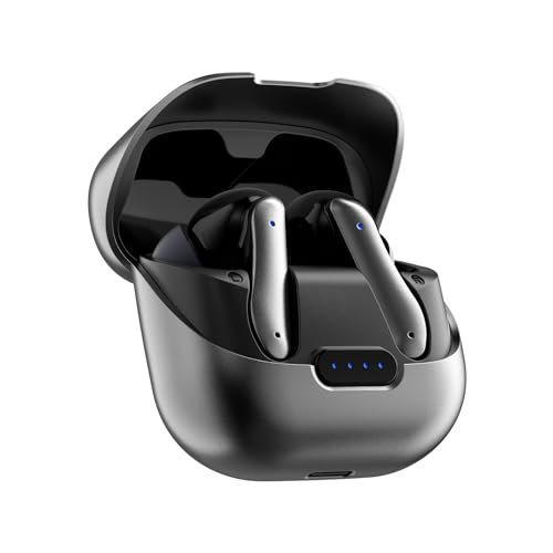 amazon basics TWS in-Ear Earbuds (AB-T01B) with Fast Charging up to 80 Hours of Playtime | Dual 10mm Driver | IPX4 Water-Resistance | Bluetooth 5.3 | Charging Case with Mic | Touch Control (Grey)