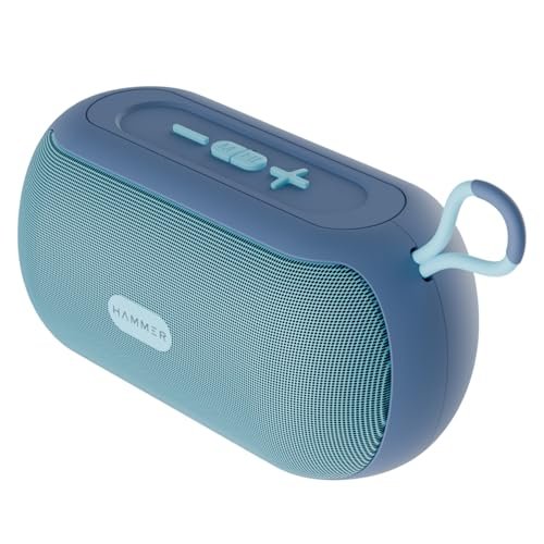 HAMMER Wave 10W Bluetooth Speaker Up to 8 Hours Playtime, TWS Function, Made in India, Built-in Mic, BTv5.4, USB Port, Type-C Interface Wireless Bluetooth Speaker with Hanging Loop (Blue)