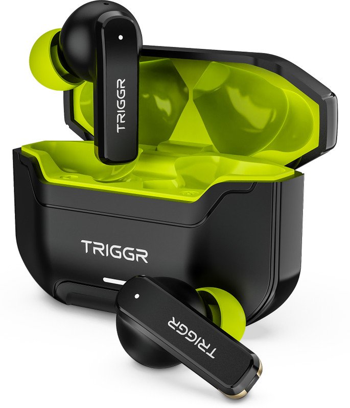 TRIGGR Raze 1 with 40H Battery, 40ms Low Latency, Dual ENC Mic, Tactical Design, v5.4 Bluetooth(Neon Strike, True Wireless)