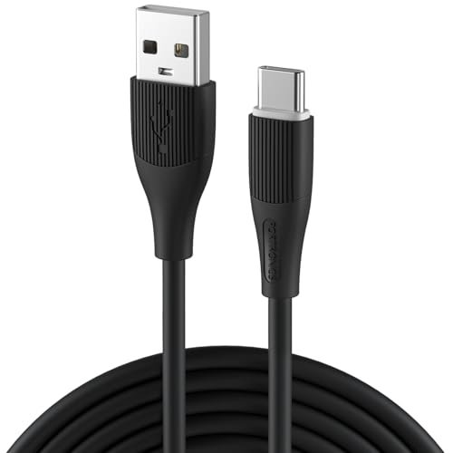 Portronics Silklink 3A USB A to Type C Fast Charging & Data Sync cable for Type C Smartphone, Premium Silicon cable, 1M (Black)