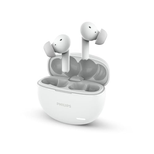 Philips Audio TAT1179WT/94 True Wireless in Ear Earbuds with Pocket Sized Charging Case, Play Time Upto 45Hrs, 10mm Dynamic Drivers, Inbuilt Mic, IPX4 Splash & Sweat Resistant (White)