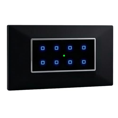 Smarteefi Touch 8 Port Modular WiFi Smart Switch Board, 8 Smart Switches, Compatible with Alexa & Google Home, Black (Size: 4M (146mmx94mmx40mm))