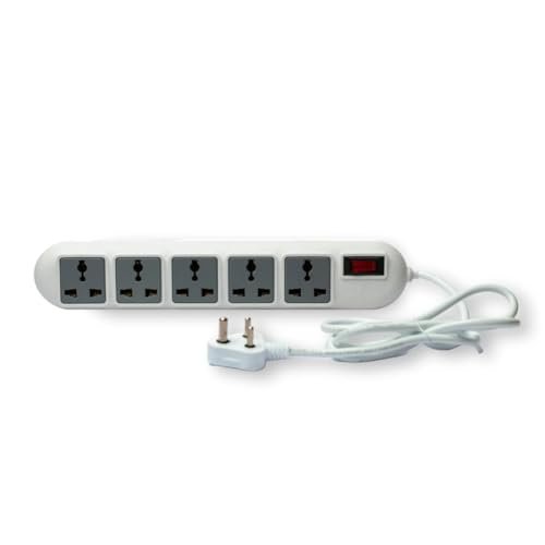 Ideakard SP50 – 5-Socket Power Strip | Surge Protection, Copper Cable & Reset Switch | 2m ABS Body, 3-Year Warranty