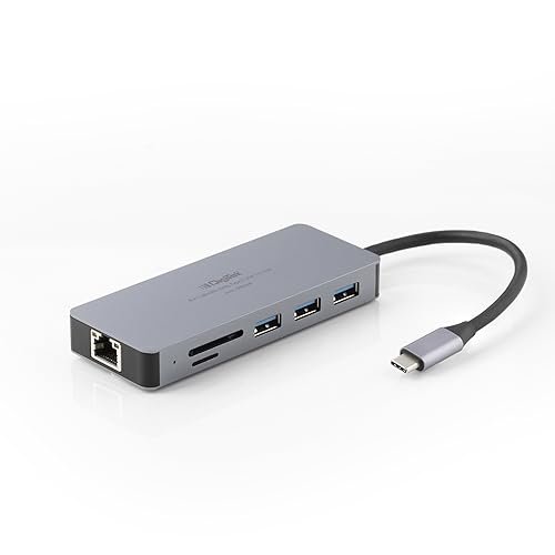Digitek® (DUH 008) 8-in-1 Type C USB Hub 3.0 with Type C Coupler, Multi-Port Dongle, PD 100W Charging, 4K HDMI, Ethernet, SD/TF, Micro SD, USB 3.0/2.0, for Mac/Windows Laptops, Desktops & Smartphones