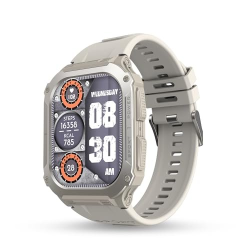 Pebble Bravo 1.99″ (5.05 cm) Infinite Display, Bright HD Display 600Nits BT Calling, One Time BT Connect, 520 mAh Battery, Health Suite, Multi Sports Mode, Rugged Built – Military Grey
